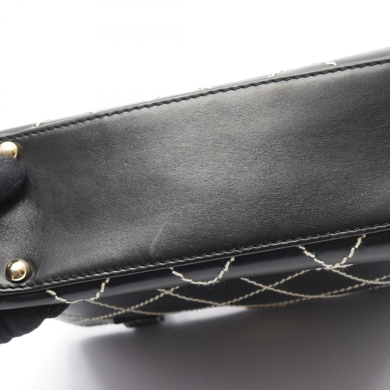 CHANEL Wild stitch 手提包 皮革 黑色 二手 女款 GHWCOCO CC-11