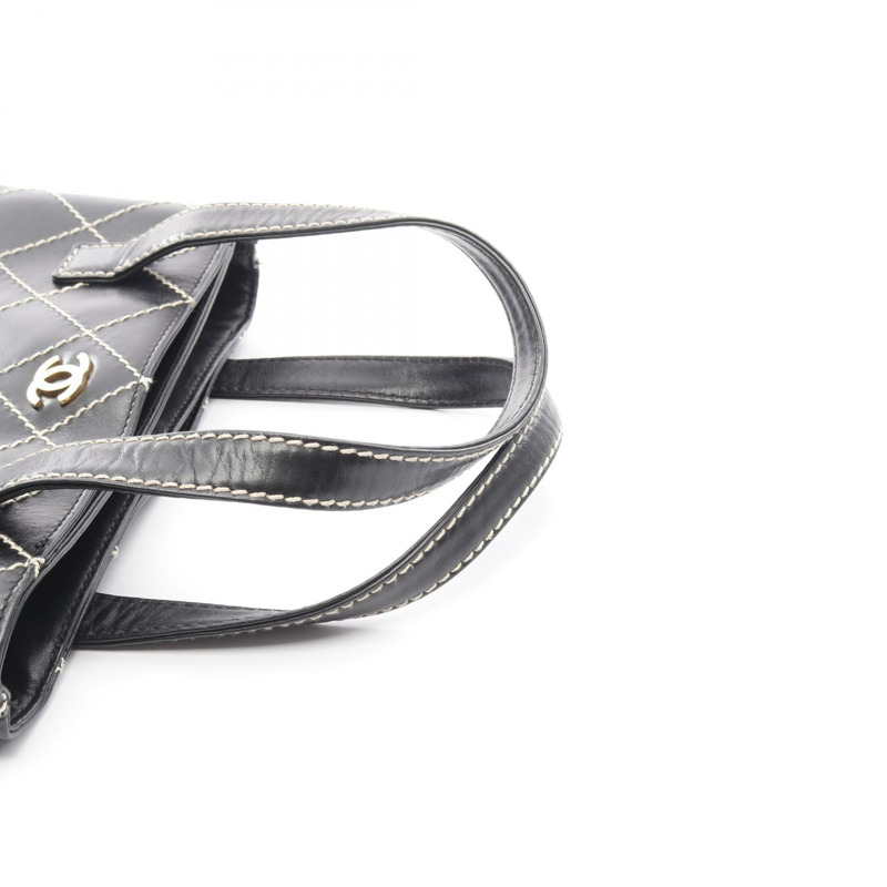 CHANEL Wild stitch 手提包 皮革 黑色 二手 女款 GHWCOCO CC-12