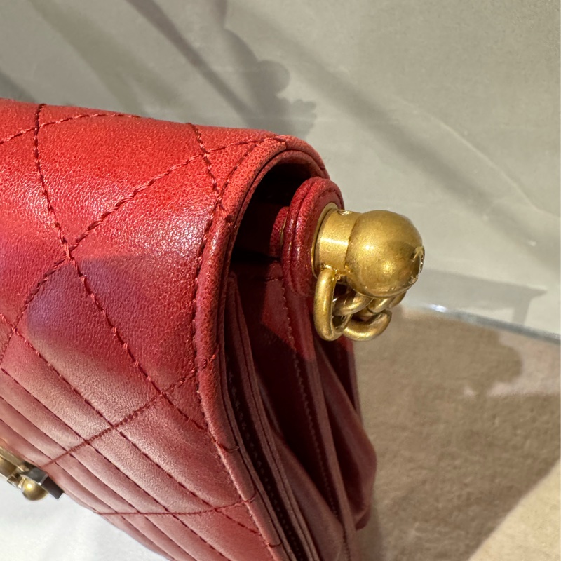 Chanel 復古紅色肩背包-14