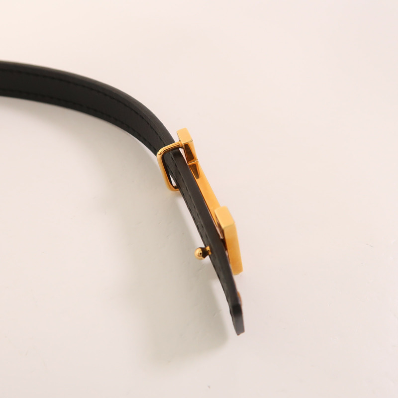 HERMES Epsom皮革/Swift皮革Focus Belt Buckle金扣皮帶Gold/Noir-6