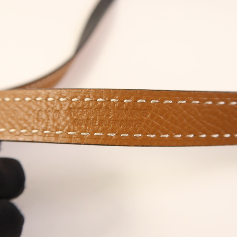 HERMES Epsom皮革/Swift皮革Focus Belt Buckle金扣皮帶Gold/Noir-9