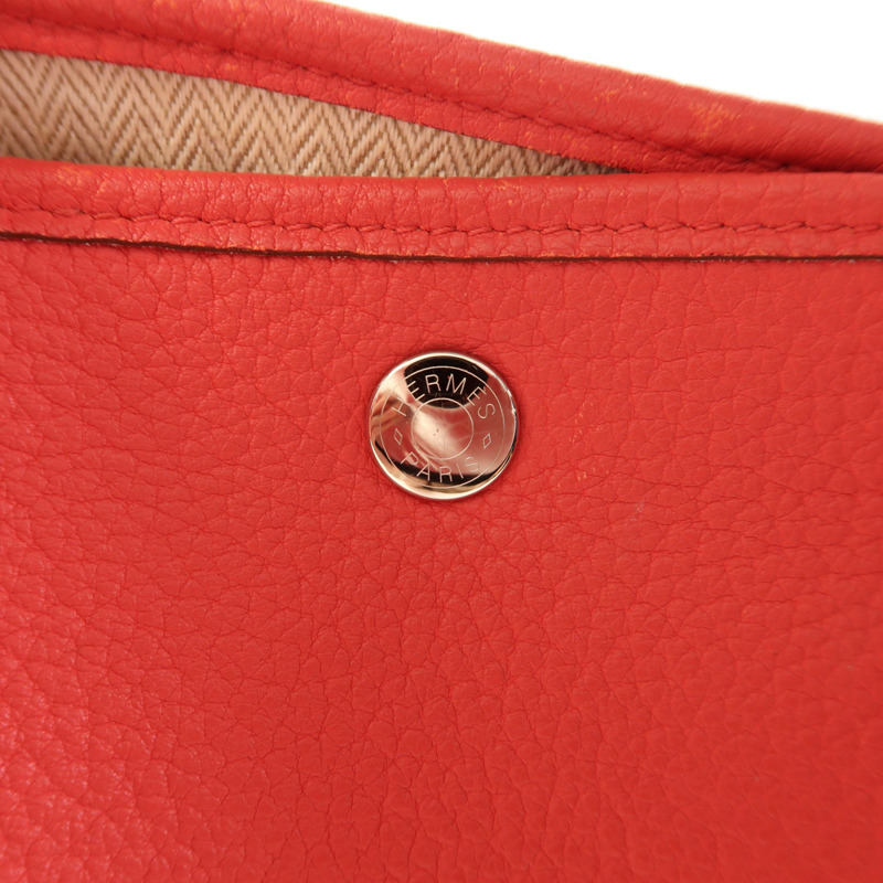 HERMES Negonda皮革Garden Party PM銀扣手挽袋Bougainvillier-6