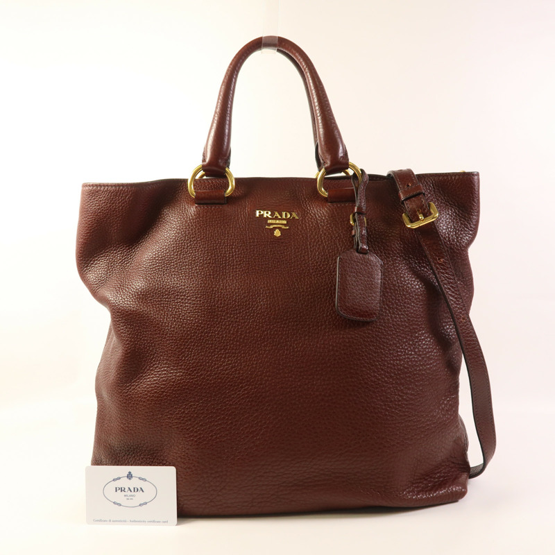 PRADA 牛皮皮革2 Way Shoulder Bag金扣手挽肩背兩用袋-11