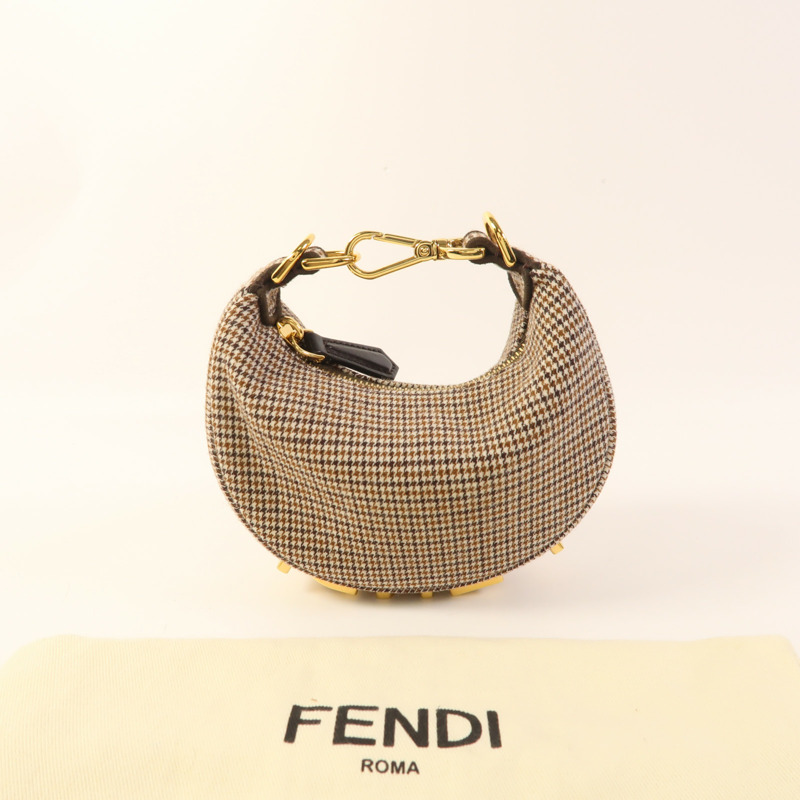 FENDI 羊毛Nano Fendigraphy金扣手挽袋-13