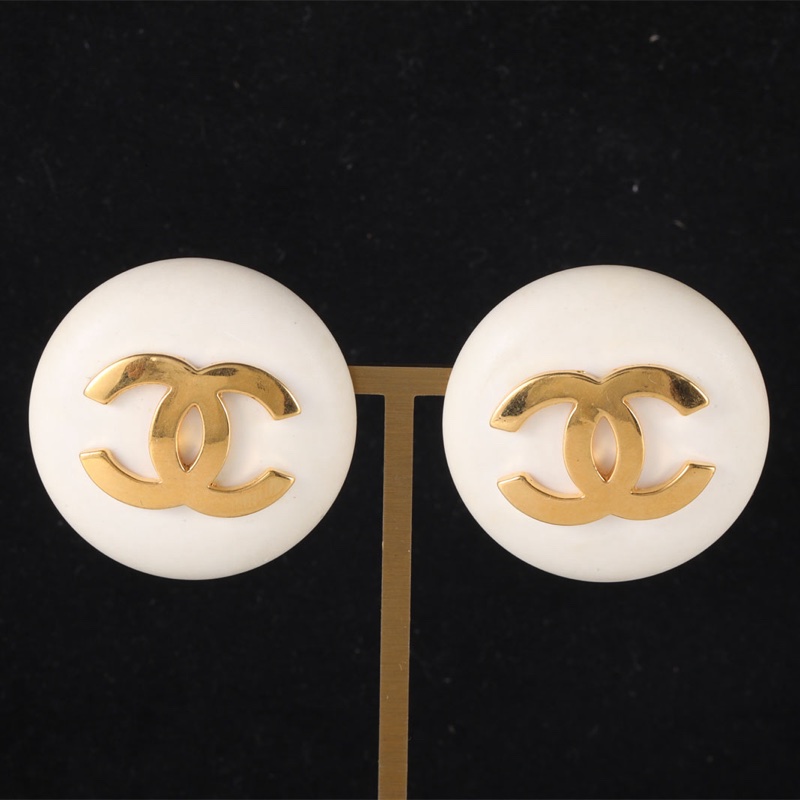 CHANEL(香奈兒) 合金 25 中古 圓形 雙C 耳夾-0