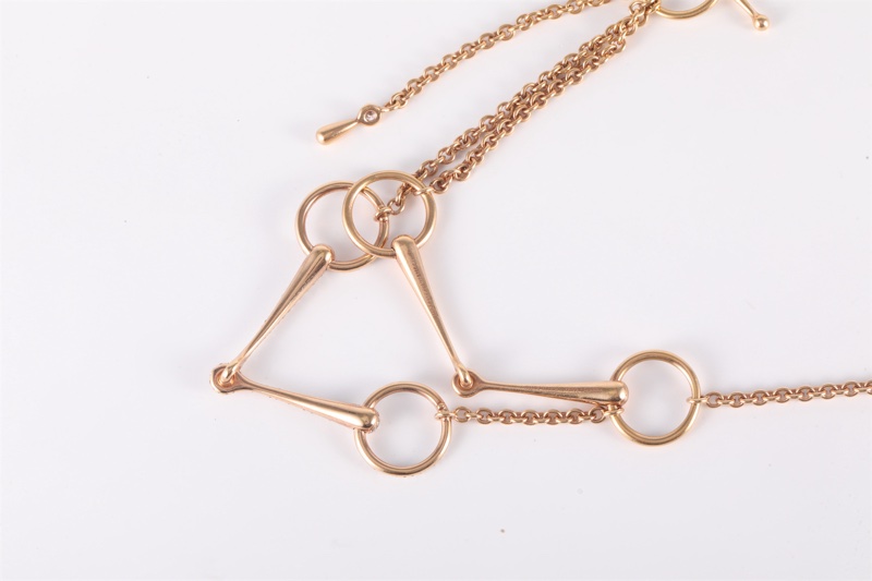 HERMES(愛馬仕)  18K玫瑰金 鑽石 玫瑰金 馬蹄扣 滿鑽 項鏈 手鏈 18K-2
