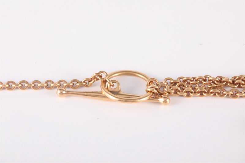 HERMES(愛馬仕)  18K玫瑰金 鑽石 玫瑰金 馬蹄扣 滿鑽 項鏈 手鏈 18K-4