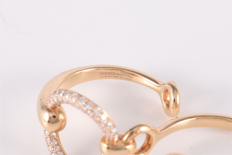 HERMES(愛馬仕) 18K玫瑰金 鑽石 玫瑰金 Double light 雙環戒指 18K-6
