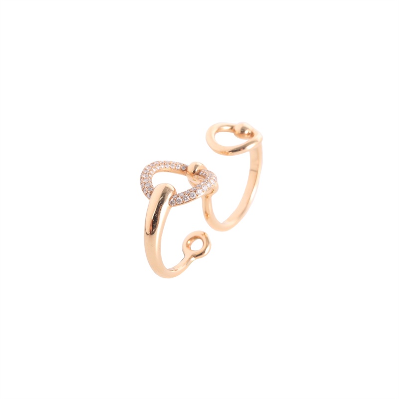 HERMES(愛馬仕) 18K玫瑰金 鑽石 玫瑰金 Double light 雙環戒指 18K-7