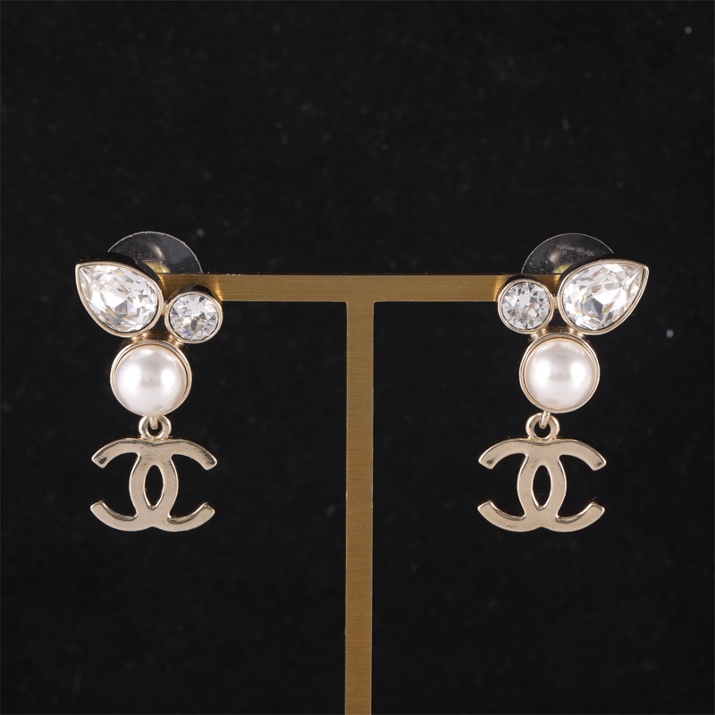 CHANEL(香奈兒)  合金 22C 珍珠水鑽 耳環耳釘-0