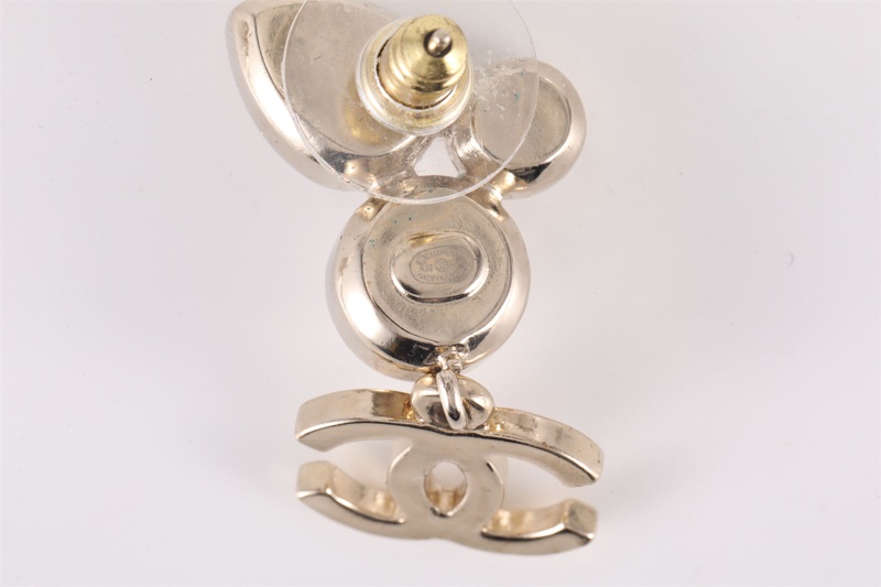 CHANEL(香奈兒)  合金 22C 珍珠水鑽 耳環耳釘-5