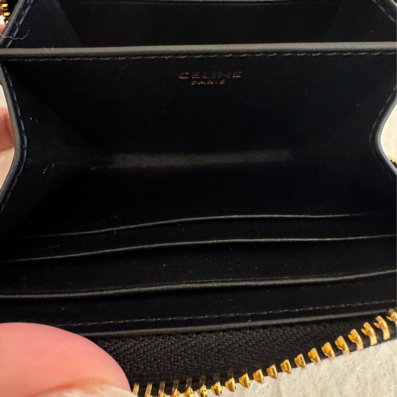 Celine 黑皮革凱旋門ㄇ拉零錢包👛-15