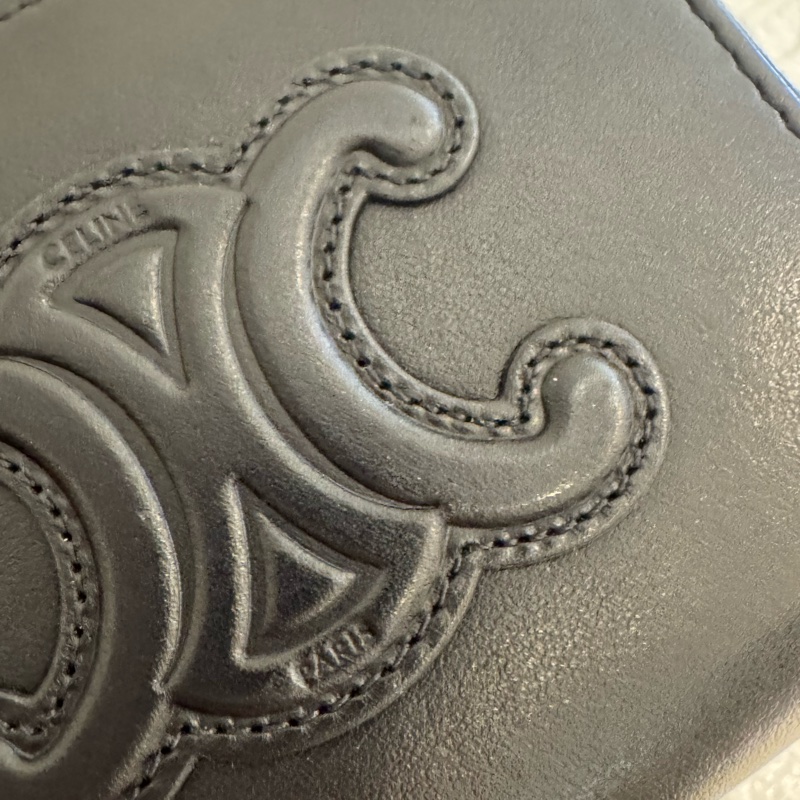 Celine 黑皮革凱旋門ㄇ拉零錢包👛-18