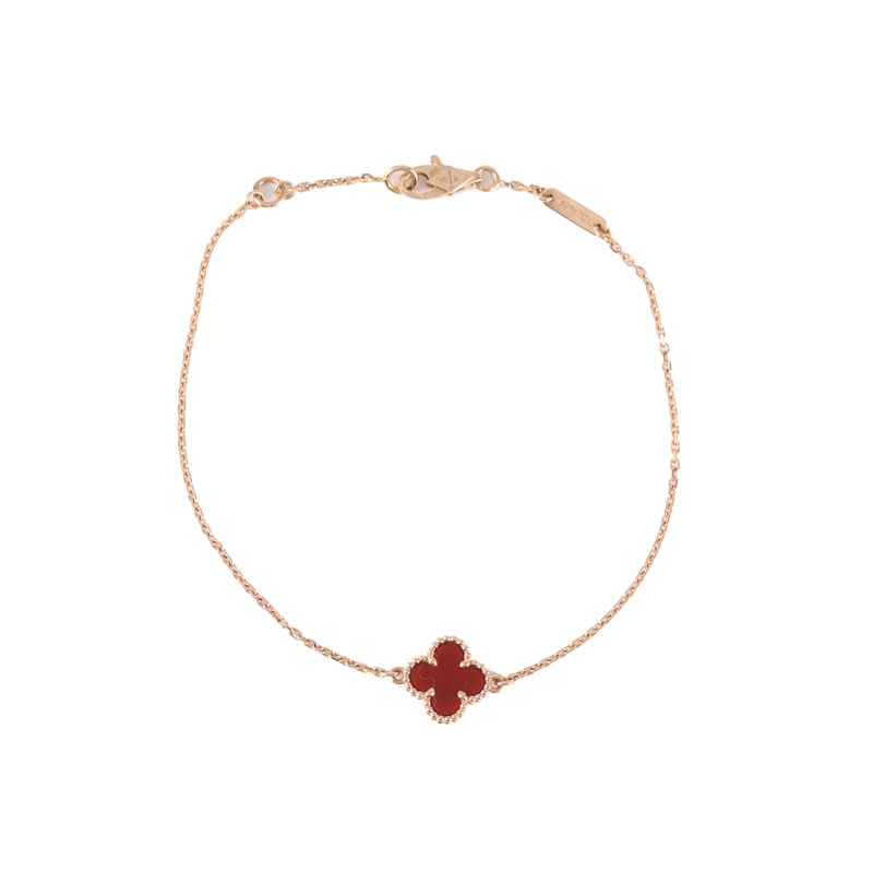 VAN CLEEF&ARPELS(梵克雅寶) Sweet Alhambra 小號單花手鏈 新扣 18K玫瑰金/紅玉髓 S-M碼 玫瑰金-5