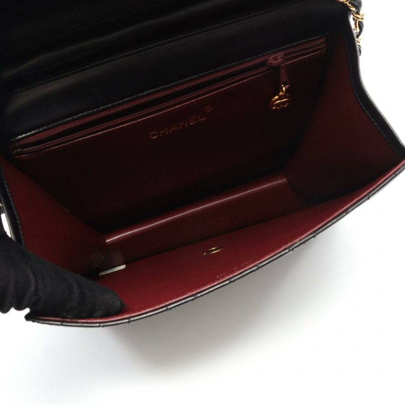 CHANEL Matelasse 單翻蓋單肩包 A03569 小羊皮 黑 二手 GHW CC-2