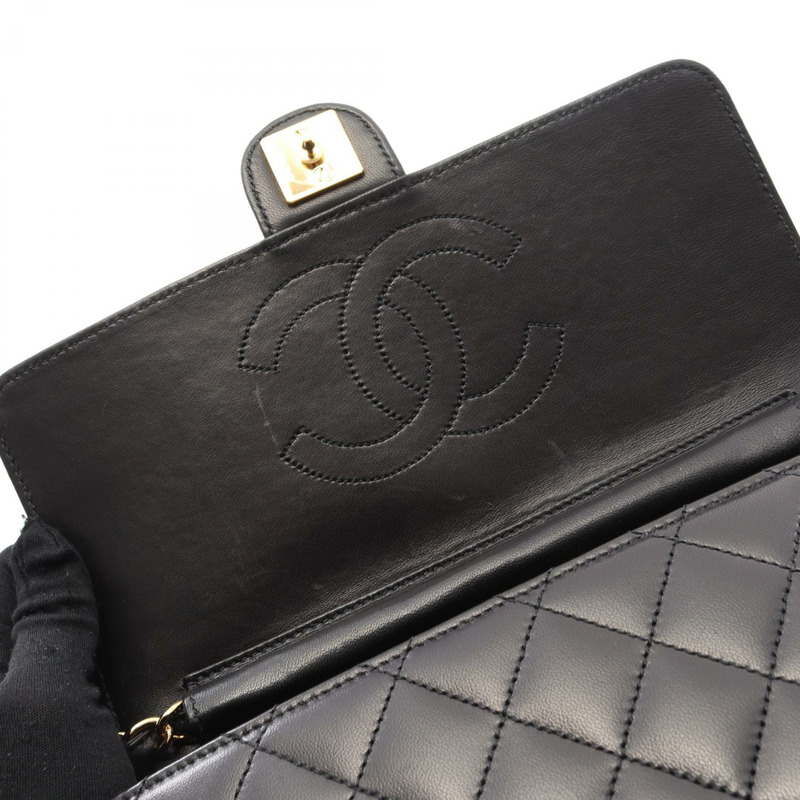 CHANEL Matelasse 單翻蓋單肩包 A03569 小羊皮 黑 二手 GHW CC-5