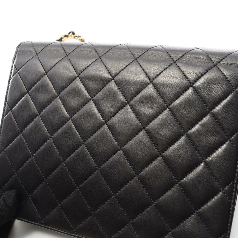 CHANEL Matelasse 單翻蓋單肩包 A03569 小羊皮 黑 二手 GHW CC-7