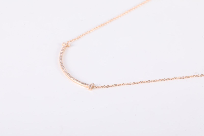 TIFFANY&CO(蒂芙尼) Tiffany T 微笑項鏈 小號 滿鑽 18K玫瑰金/鑽石 項鏈 玫瑰金 18K-1