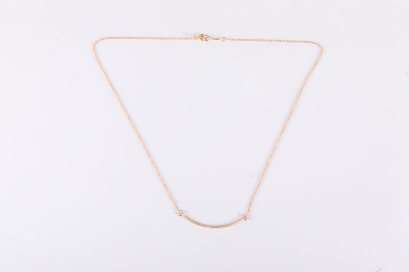 TIFFANY&CO(蒂芙尼) Tiffany T 微笑項鏈 小號 滿鑽 18K玫瑰金/鑽石 項鏈 玫瑰金 18K-5