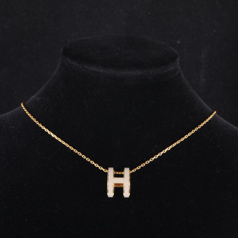 HERMES(愛馬仕) Pop H 項鏈 小號 金色 奶茶色-0