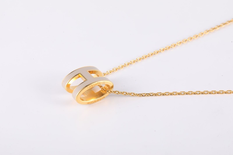 HERMES(愛馬仕) Pop H 項鏈 小號 金色 奶茶色-2