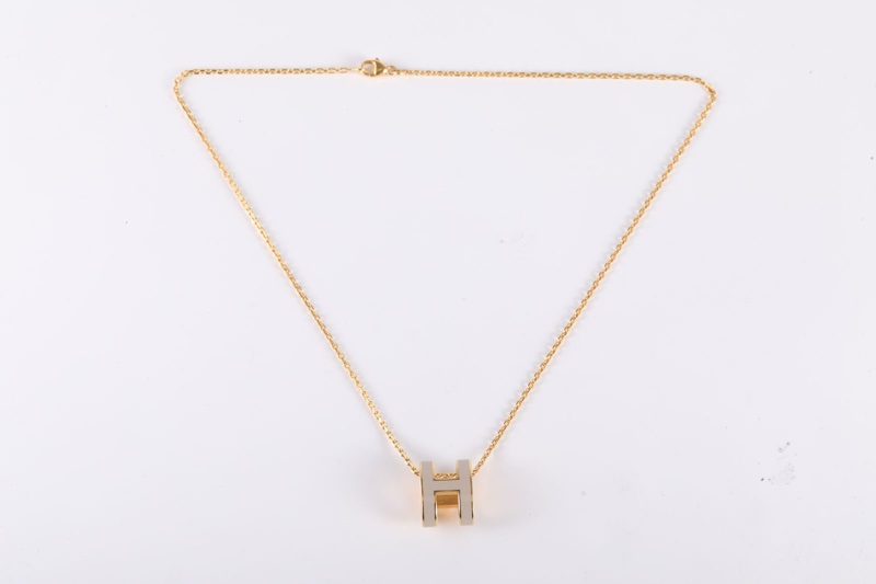 HERMES(愛馬仕) Pop H 項鏈 小號 金色 奶茶色-5