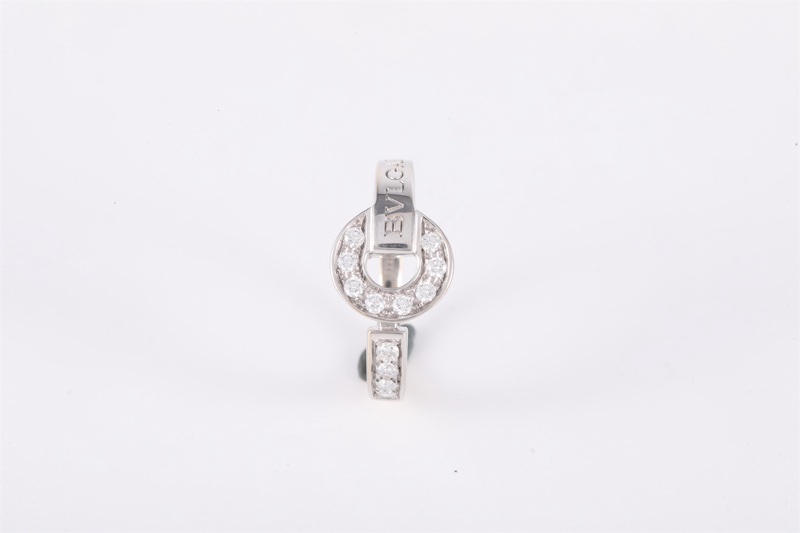 BVLGARI(寶格麗)  18K白金 鑽石 白金 BVLGARI 銅錢 鑲鑽戒指 52 18K-1