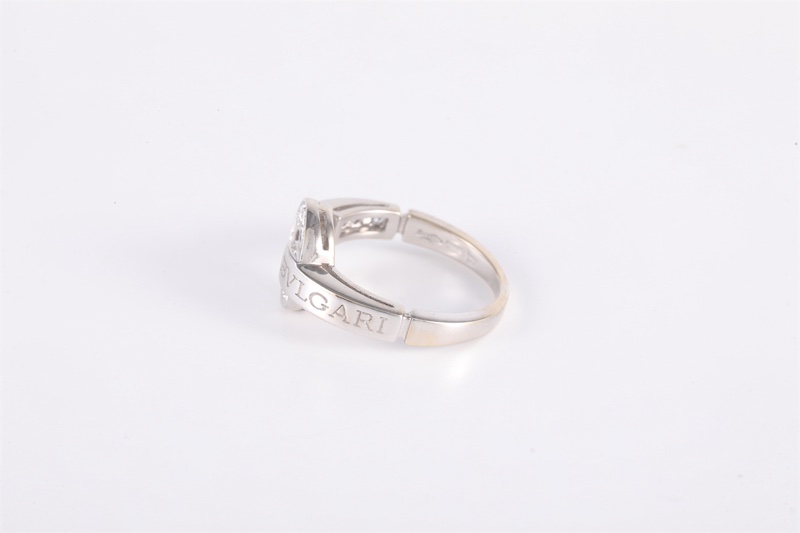 BVLGARI(寶格麗)  18K白金 鑽石 白金 BVLGARI 銅錢 鑲鑽戒指 52 18K-4