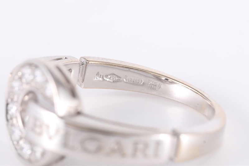 BVLGARI(寶格麗)  18K白金 鑽石 白金 BVLGARI 銅錢 鑲鑽戒指 52 18K-5