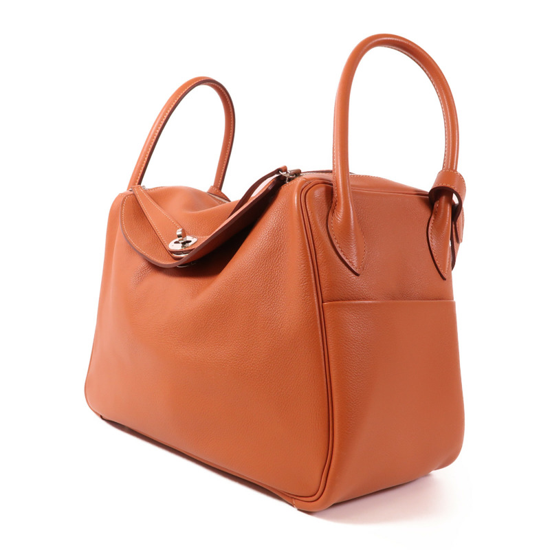 HERMES Evercolor皮革Lindy 34銀扣手挽肩背兩用袋-2