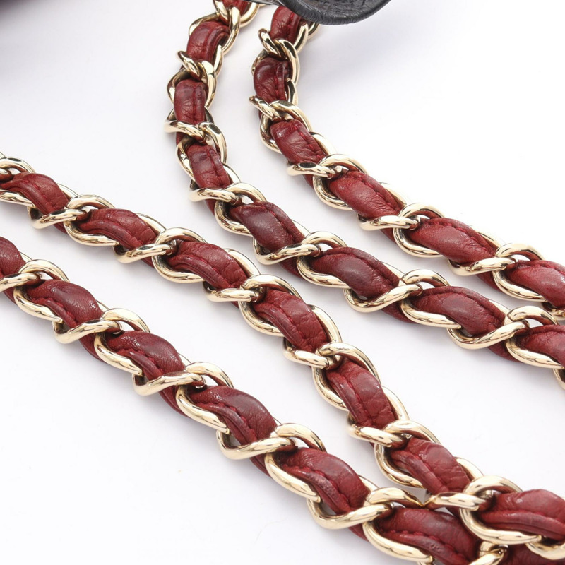 CHANEL Matelasse 鏈條單肩包 小牛皮 羔羊皮 BK 波爾多色 二手 GHW-9