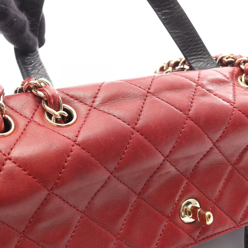 CHANEL Matelasse 鏈條單肩包 小牛皮 羔羊皮 BK 波爾多色 二手 GHW-10