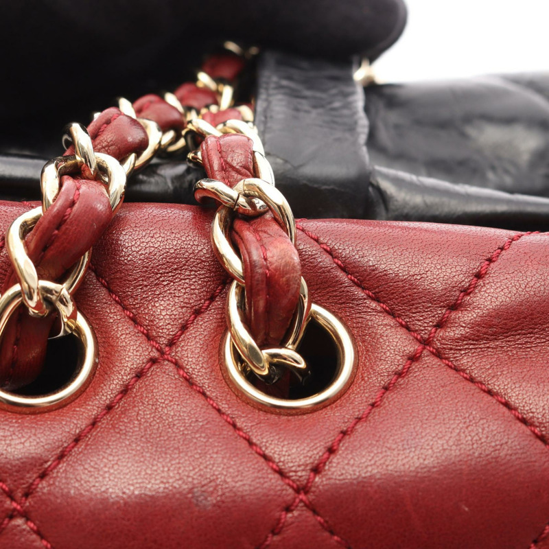 CHANEL Matelasse 鏈條單肩包 小牛皮 羔羊皮 BK 波爾多色 二手 GHW-11