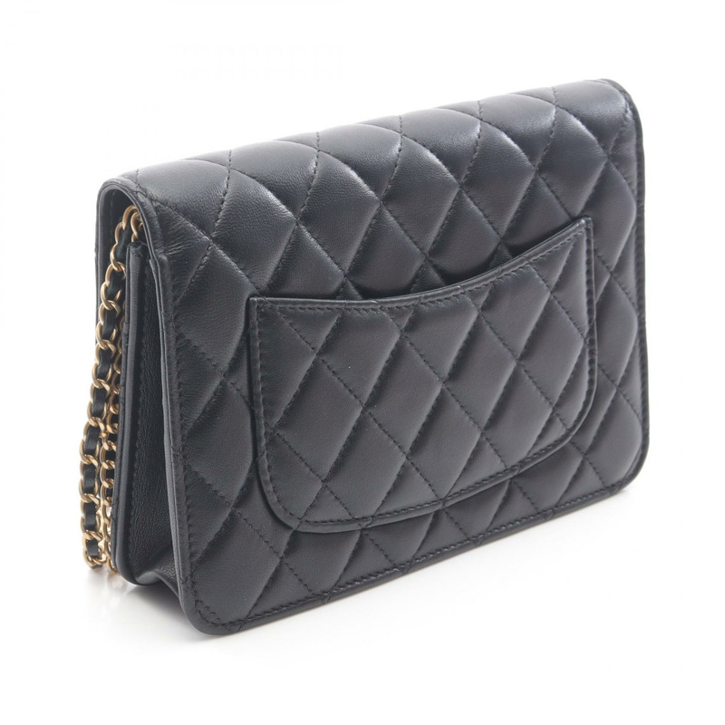 CHANEL Matelasse 鏈條單肩包 小羊皮 黑色 二手 女款 GHWCOCO CC-1