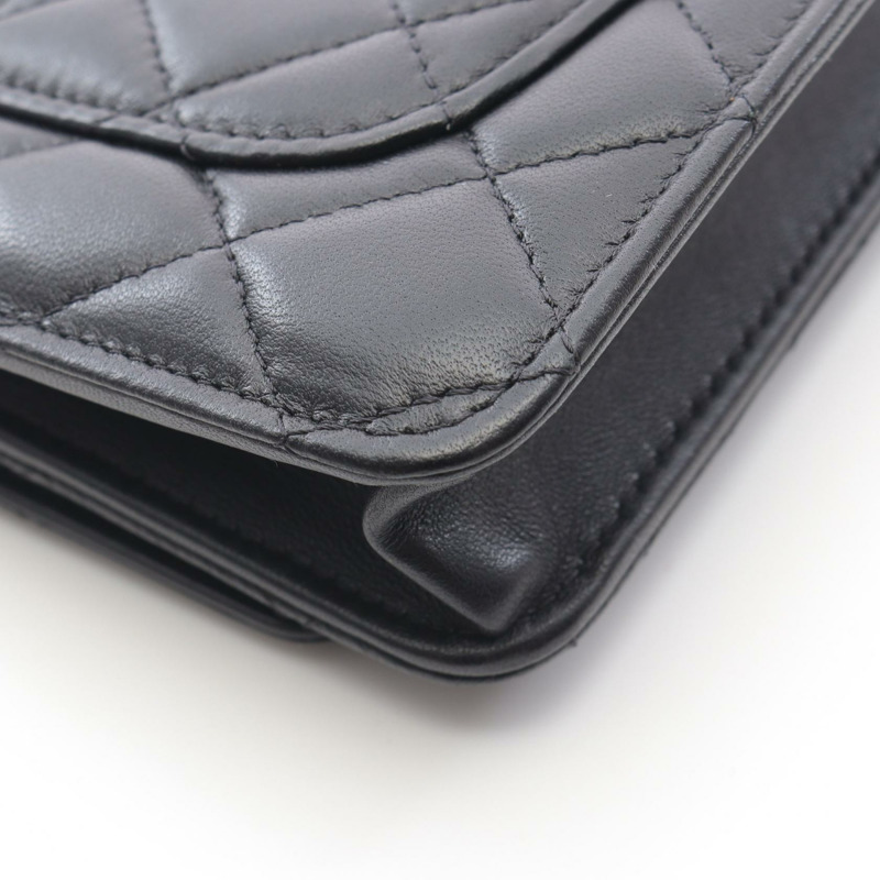 CHANEL Matelasse 鏈條單肩包 小羊皮 黑色 二手 女款 GHWCOCO CC-5