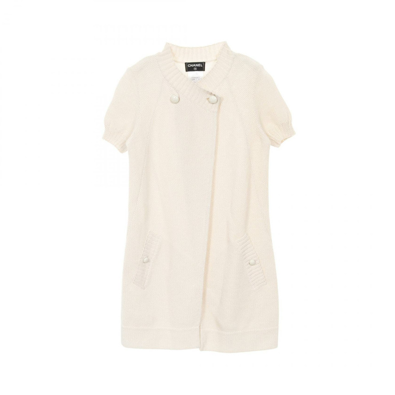 CHANEL COCO 馬克紐扣衫 P51283K06578 棉質米色二手女款 #34-0