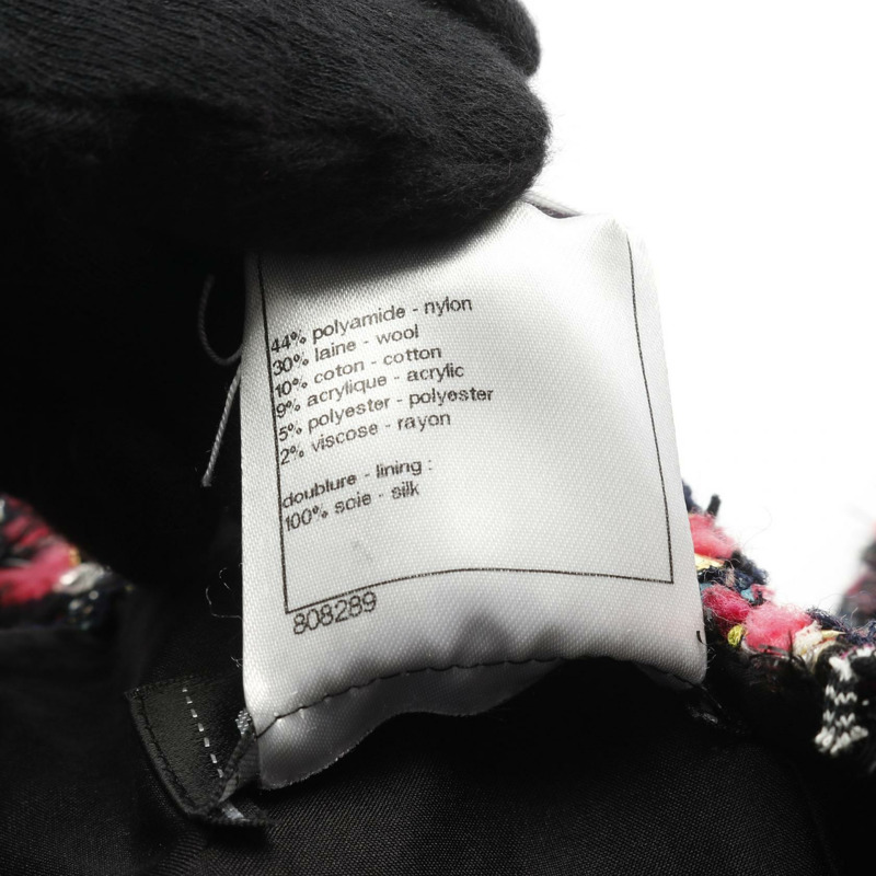 香奈兒斜紋軟呢半身裙 P47023V34943 羊毛棉尼龍 黑色粉紅 二手 女款 #36 CC-3