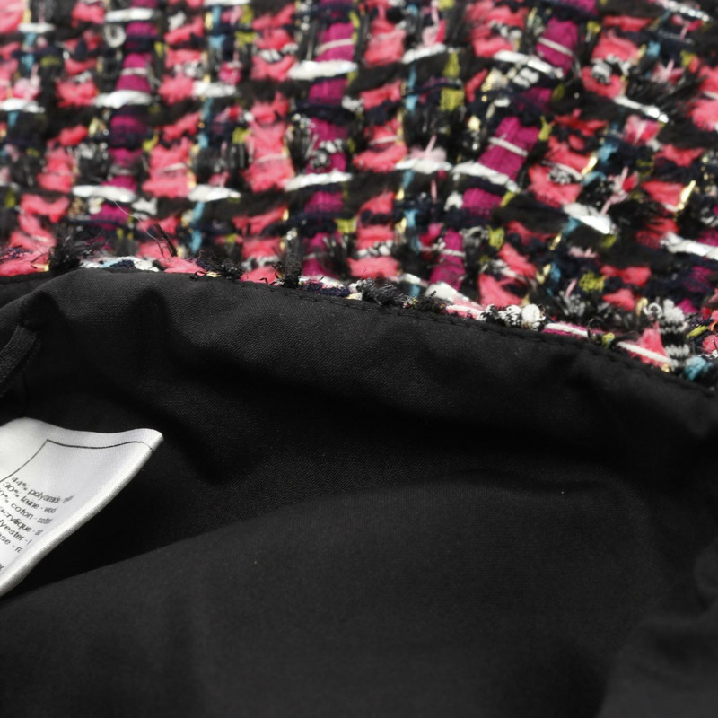 香奈兒斜紋軟呢半身裙 P47023V34943 羊毛棉尼龍 黑色粉紅 二手 女款 #36 CC-6