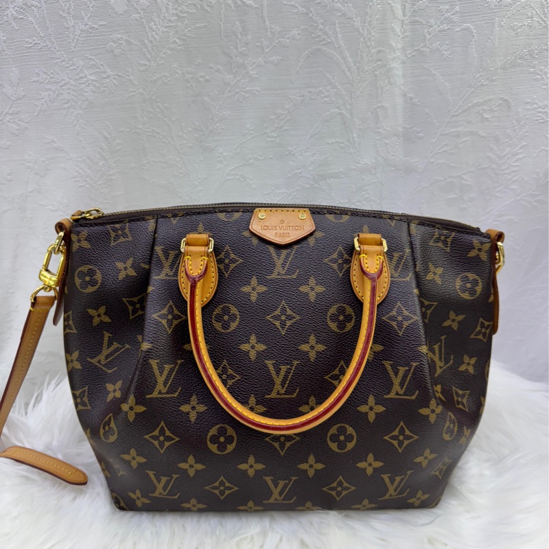 LOUIS VUITTON Monogram Turenne PM金扣手挽肩背兩用袋棕色-0