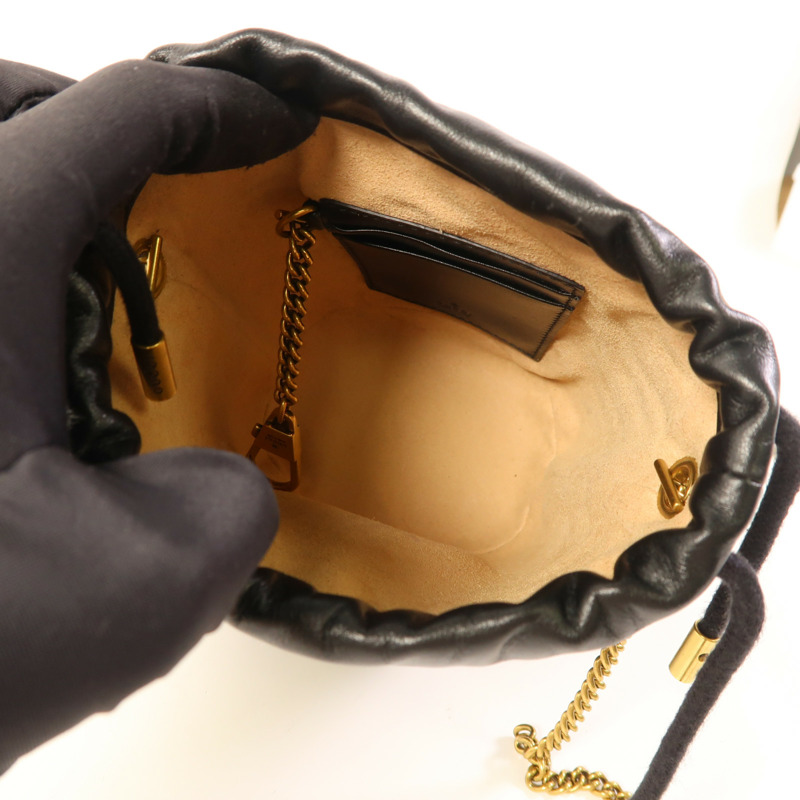 GUCCI 牛皮皮革GG Marmont Bucket金扣鏈帶肩背袋-5