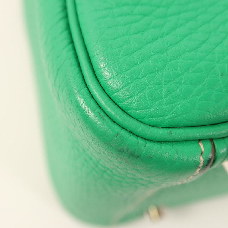 HERMES Clemence皮革Lindy 26銀扣手挽肩背兩用袋Menthe-7