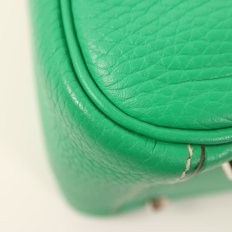 HERMES Clemence皮革Lindy 26銀扣手挽肩背兩用袋Menthe-9