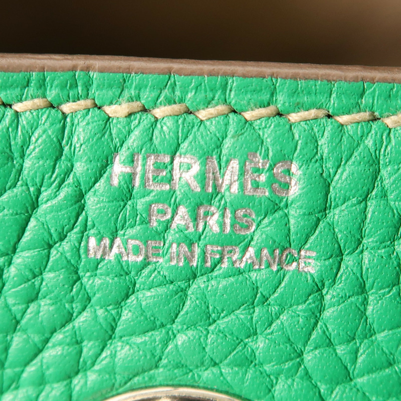 HERMES Clemence皮革Lindy 26銀扣手挽肩背兩用袋Menthe-11