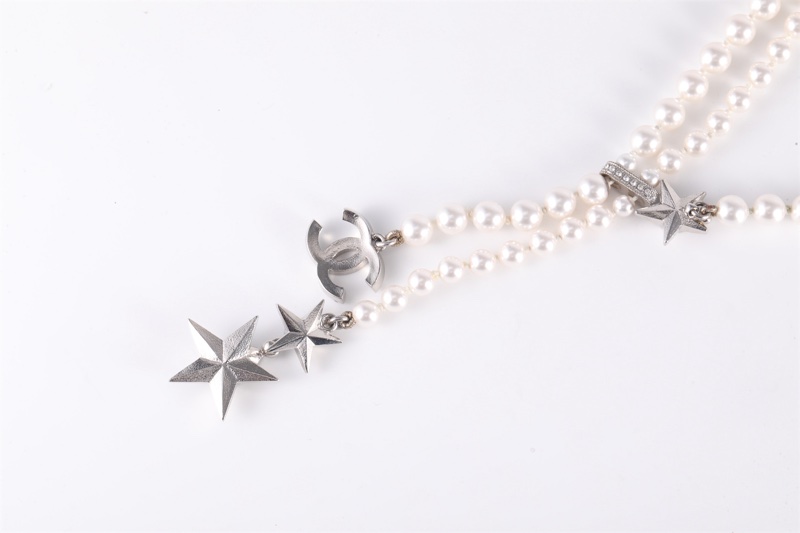 CHANEL(香奈兒)  合金 23P 珍珠水滴祖母綠項鏈-2