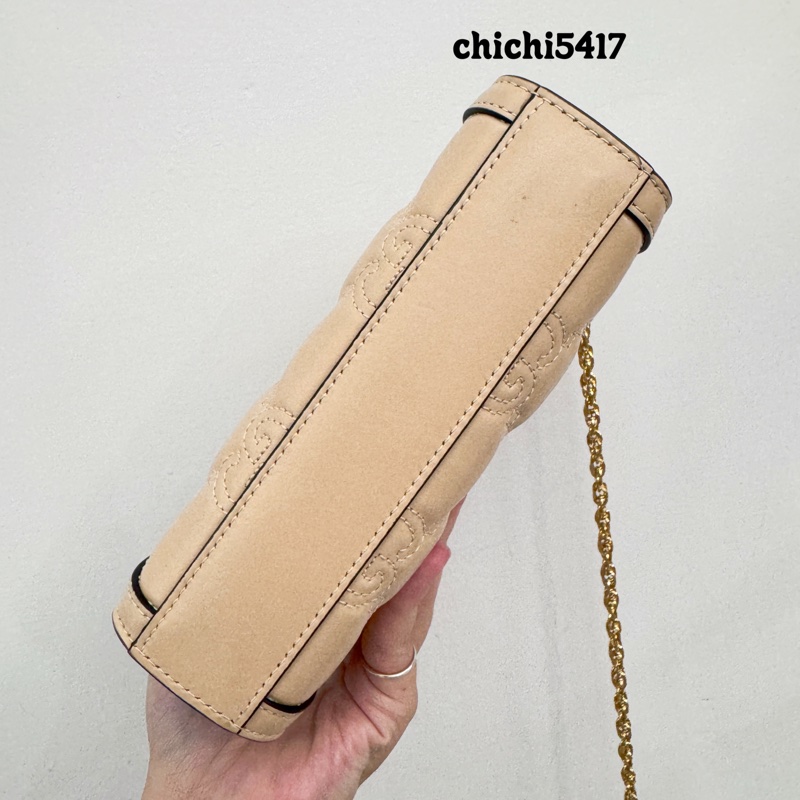 Gucci Mini孫芸芸包 奶茶牛皮磁吸小包-4