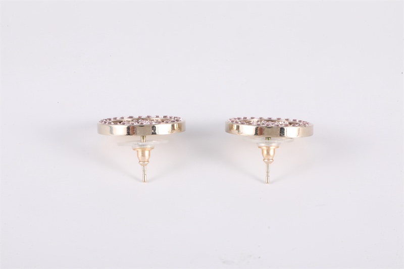 CHANEL(香奈兒)  合金 17S 粉鑽圈圈雙C耳釘-2