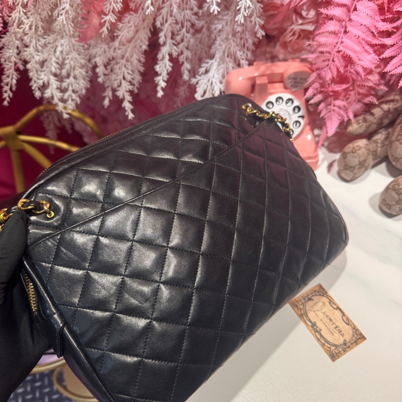Chanel 雙鏈黑金斜背包/王吉娜古董精品包-3