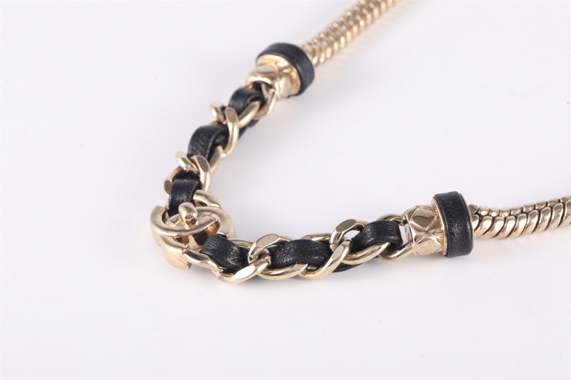 CHANEL(香奈兒) 合金 21S choker 項圈 皮穿鏈項鏈-1