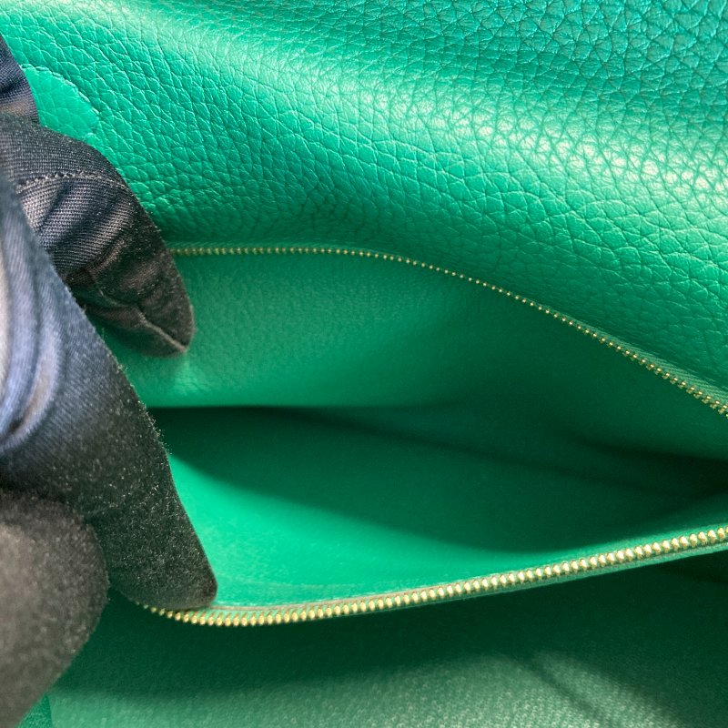 HERMES 愛馬仕 KELLY 28 C刻 皮革 手提包 絲絨綠 金釦-8