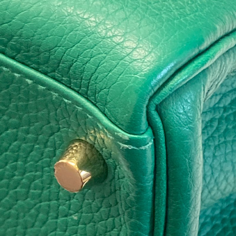 HERMES 愛馬仕 KELLY 28 C刻 皮革 手提包 絲絨綠 金釦-11